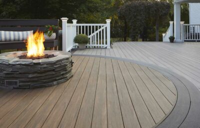 Deck with fireplace