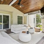 Covered porch with sliding door