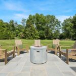 Patio with chairs and fire pit