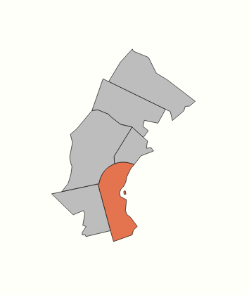 Map highlighting New Jersey in orange, surrounded by gray areas representing neighboring states.